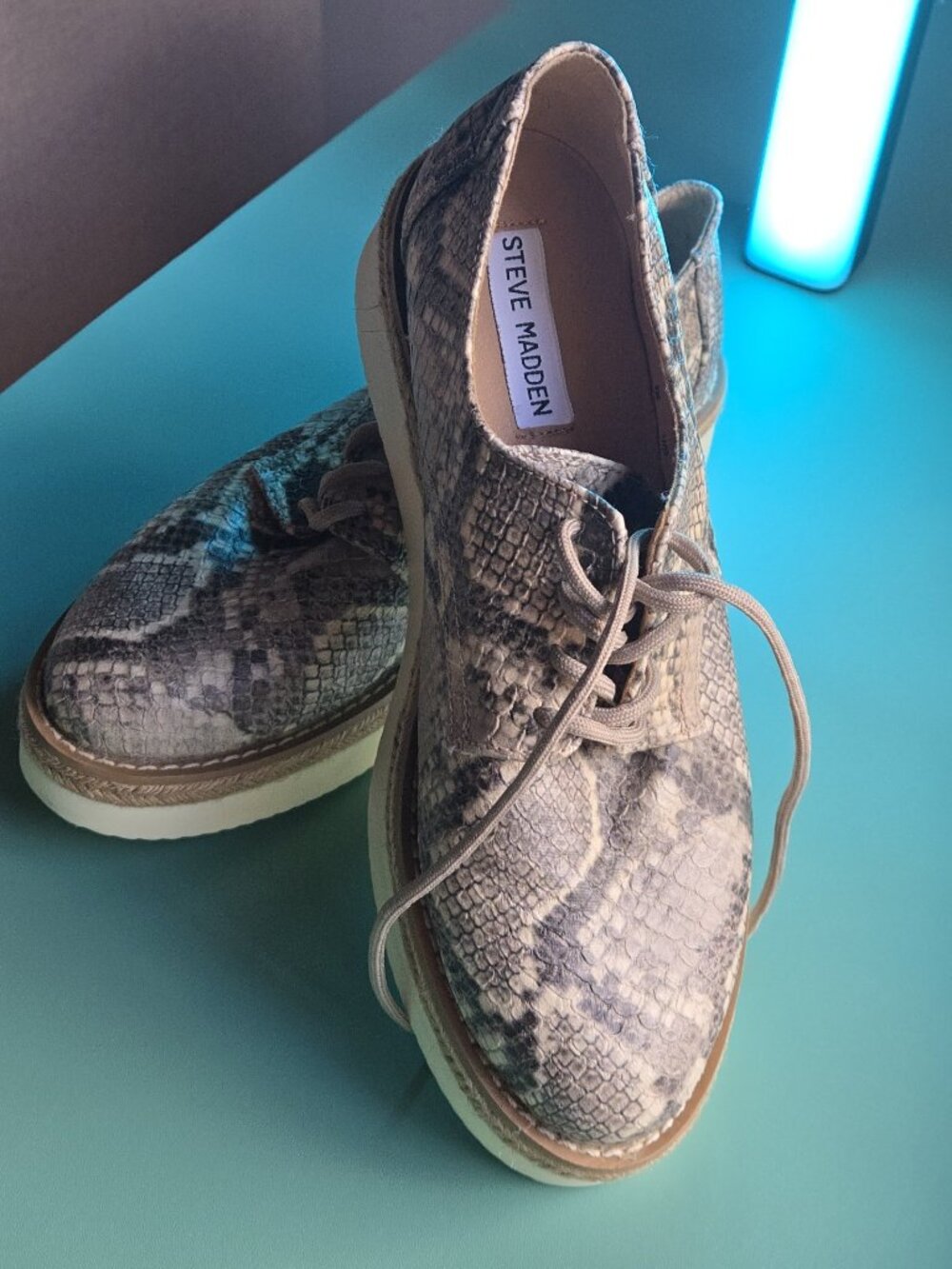 Steve Madden Women’s Snakeskin Platform Sneakers – Size 7M